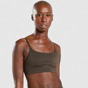 Gymshark Seamless Scoop Neck Bralette Sports Bra Size XXL Brown